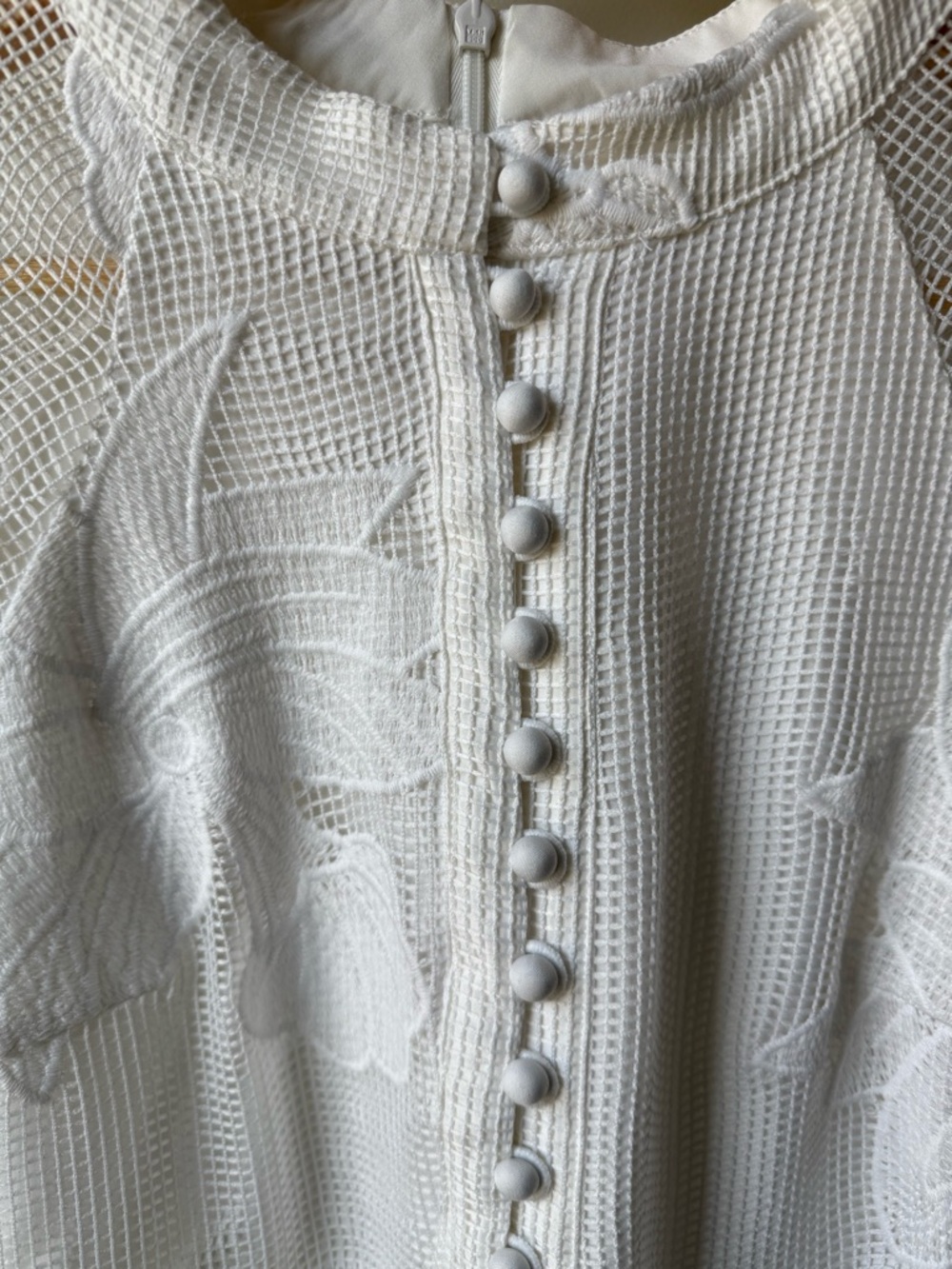ANTHROPOLOGIE Mare Mare Sabine Embroidered White Lace Mini Dress Floral Mesh S P - Picture 5 of 7